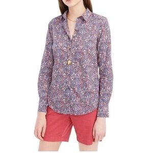 J. CREW Liberty Fabric Floral Button-Up Shirt Kayoko Indigo Size 4 boho office